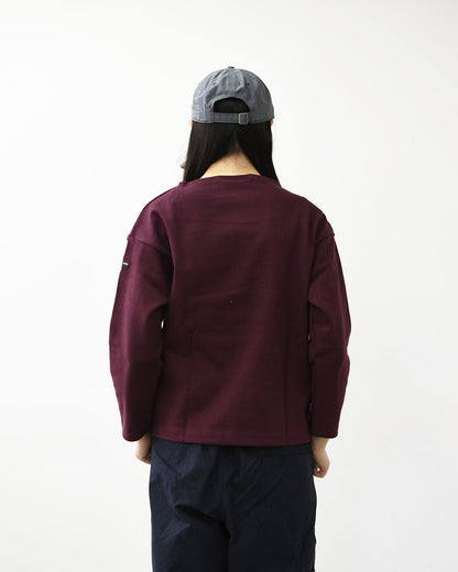 SAINT JAMES [セントジェームス 正規販売店] 20JC OUES LOOSE SOLID - GRENAT FONCE [20jcls-grenat] ウェッソンルーズ ソリッド・無地・ガーネット・カットソー・長袖・コットン・ボートネック・LADY'S [2026AW]