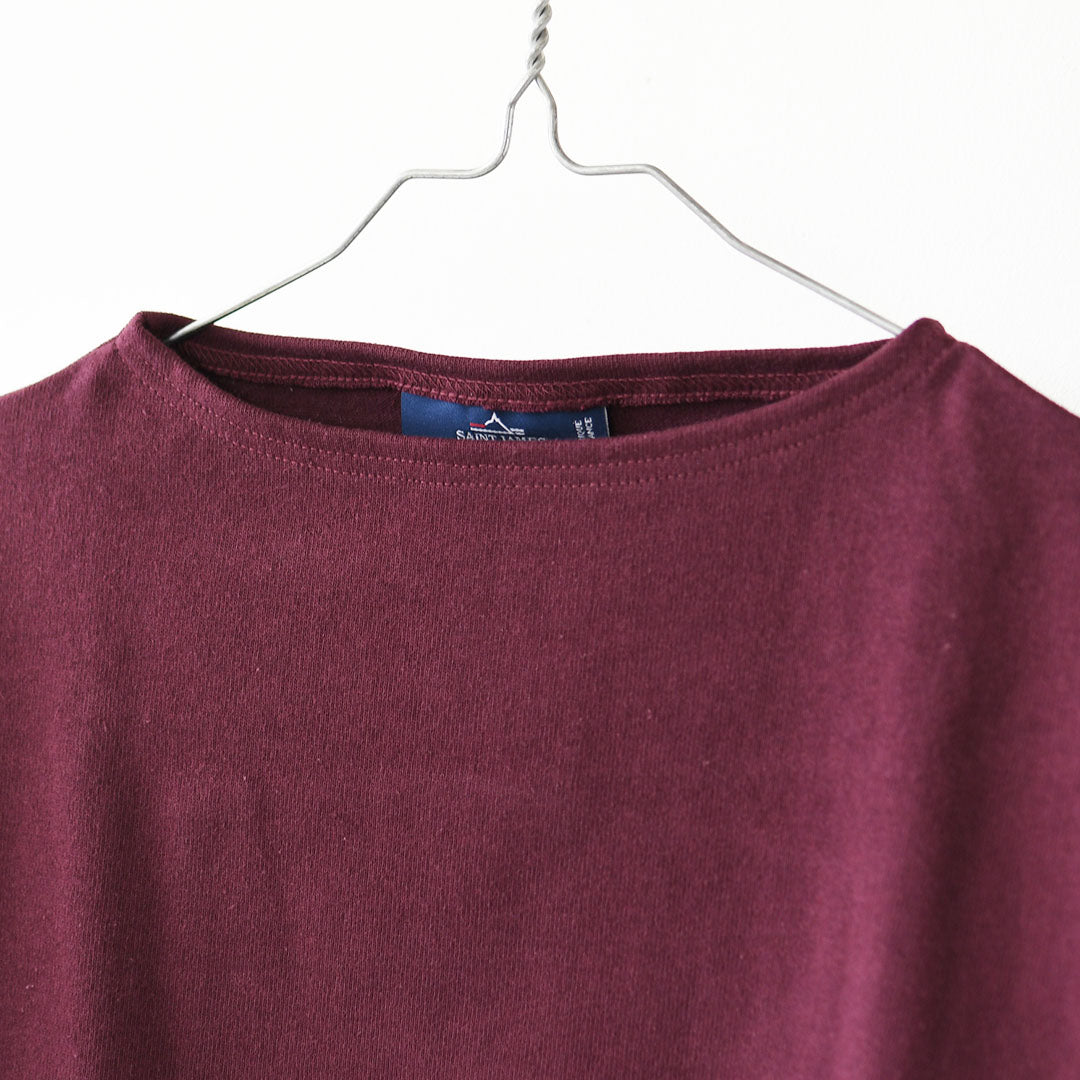 SAINT JAMES [セントジェームス 正規販売店] 20JC OUES LOOSE SOLID - GRENAT FONCE [20jcls-grenat] ウェッソンルーズ ソリッド・無地・ガーネット・カットソー・長袖・コットン・ボートネック・LADY'S [2026AW]