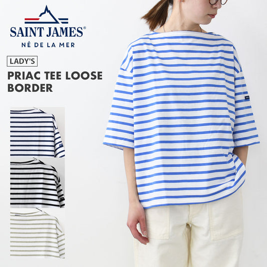 SAINT JAMES [PRIAC TEE LOOSE BORDER] [20jc8733-bo] セントジェームス 正規販売店・ピリアックルーズT [2025SS]