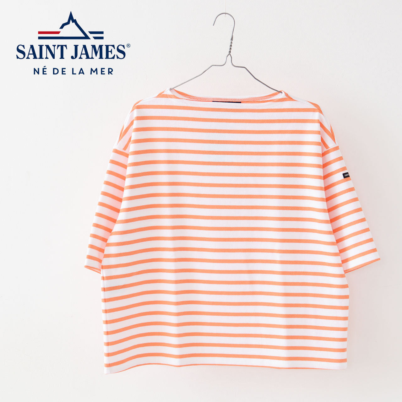 SAINT JAMES [セントジェームス 正規販売店] 20JC TEE LOOSE BORDER NEIGE×ORANGE.FLUO [20jcbo-nei-or] ボーダー(ﾎﾜｲﾄ×ｵﾚﾝｼﾞ)[2024SS]