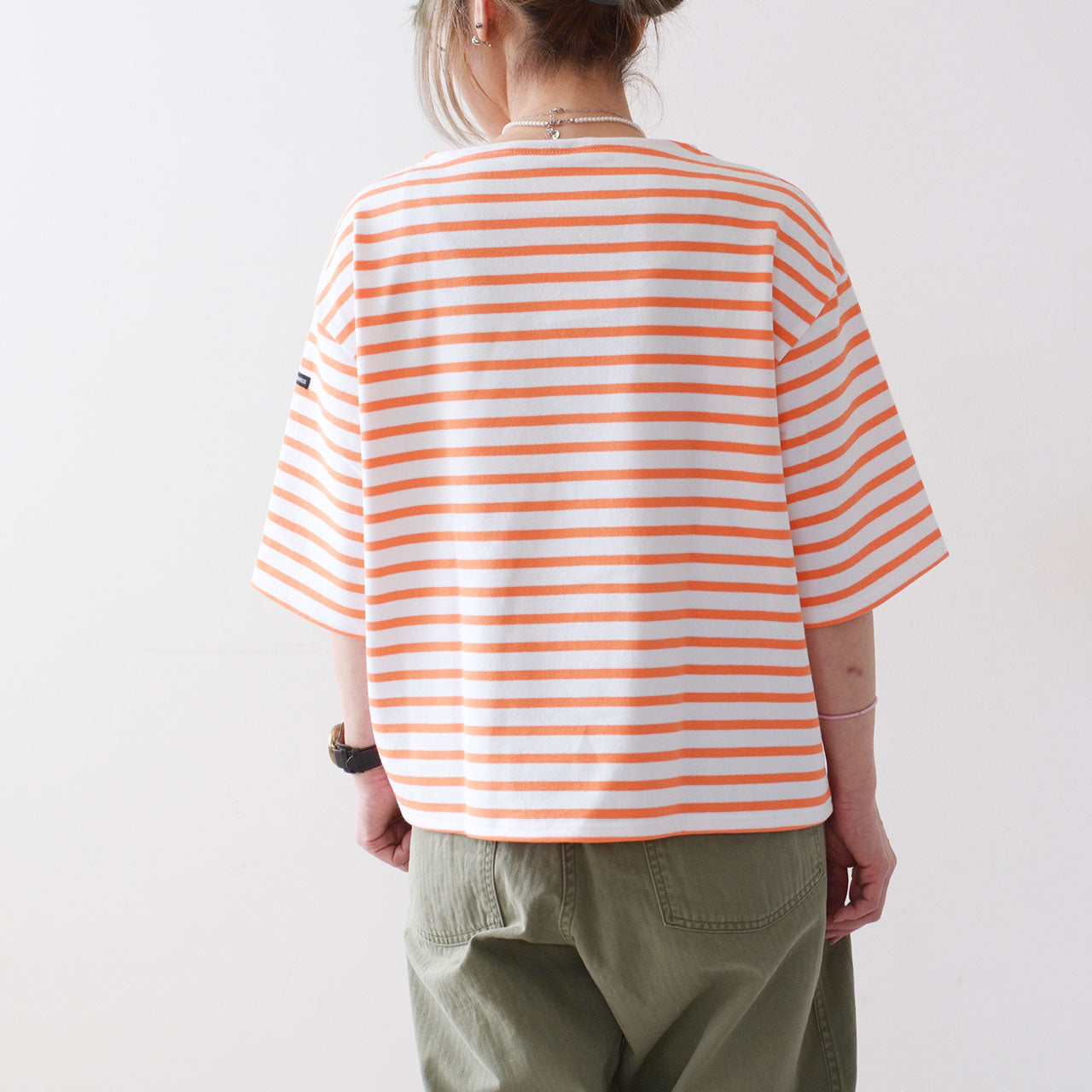 SAINT JAMES [セントジェームス 正規販売店] 20JC TEE LOOSE BORDER NEIGE×ORANGE.FLUO [20jcbo-nei-or] ボーダー(ﾎﾜｲﾄ×ｵﾚﾝｼﾞ)[2024SS]