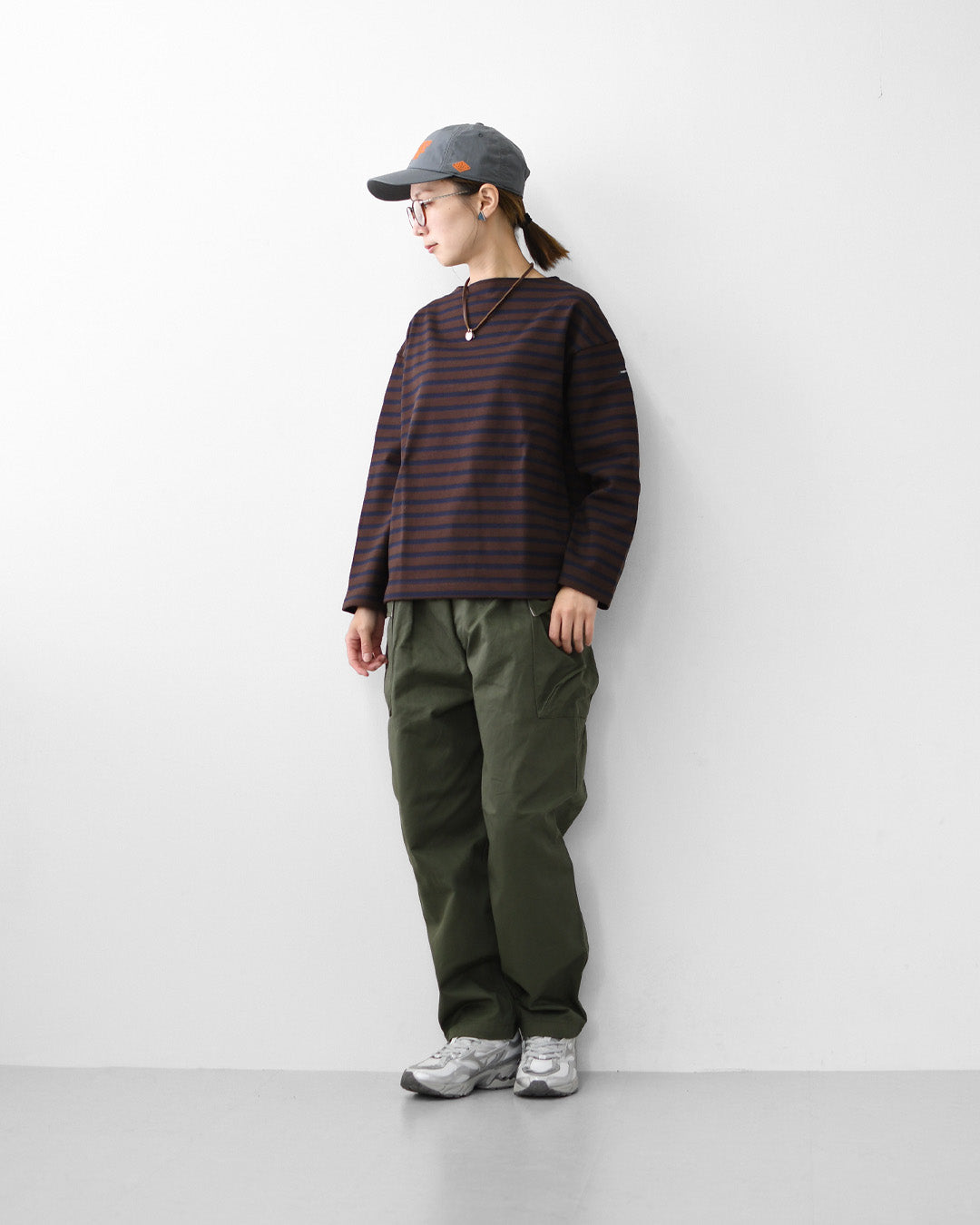 SAINT JAMES [セントジェームス 正規販売店] 20JC OUESS LOOSE BORDER - CHOCO/NAVY [20jclb-cho-nv] ウェッソンルーズ ボーダー・カットソー・長袖・コットン・ボートネック・MEN'S / LADY'S [2026AW]