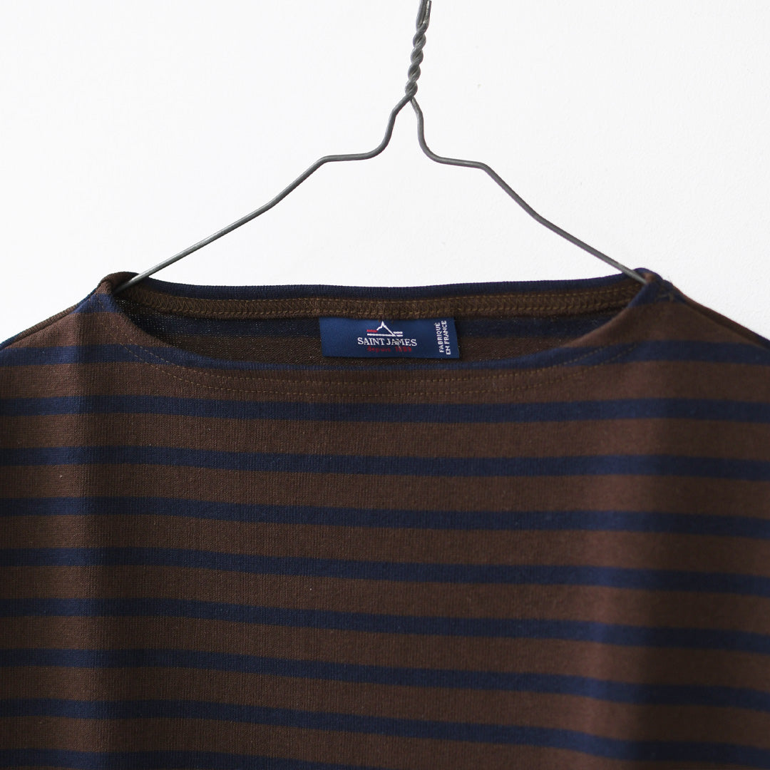 SAINT JAMES [セントジェームス 正規販売店] 20JC OUESS LOOSE BORDER - CHOCO/NAVY [20jclb-cho-nv] ウェッソンルーズ ボーダー・カットソー・長袖・コットン・ボートネック・MEN'S / LADY'S [2026AW]