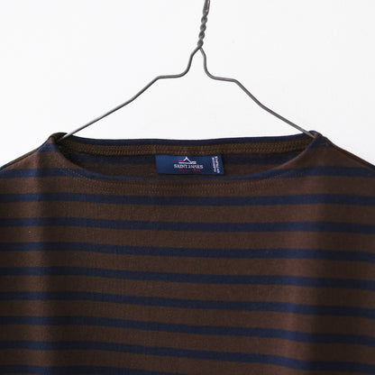SAINT JAMES [セントジェームス 正規販売店] 20JC OUESS LOOSE BORDER - CHOCO/NAVY [20jclb-cho-nv] ウェッソンルーズ ボーダー・カットソー・長袖・コットン・ボートネック・MEN'S / LADY'S [2026AW]