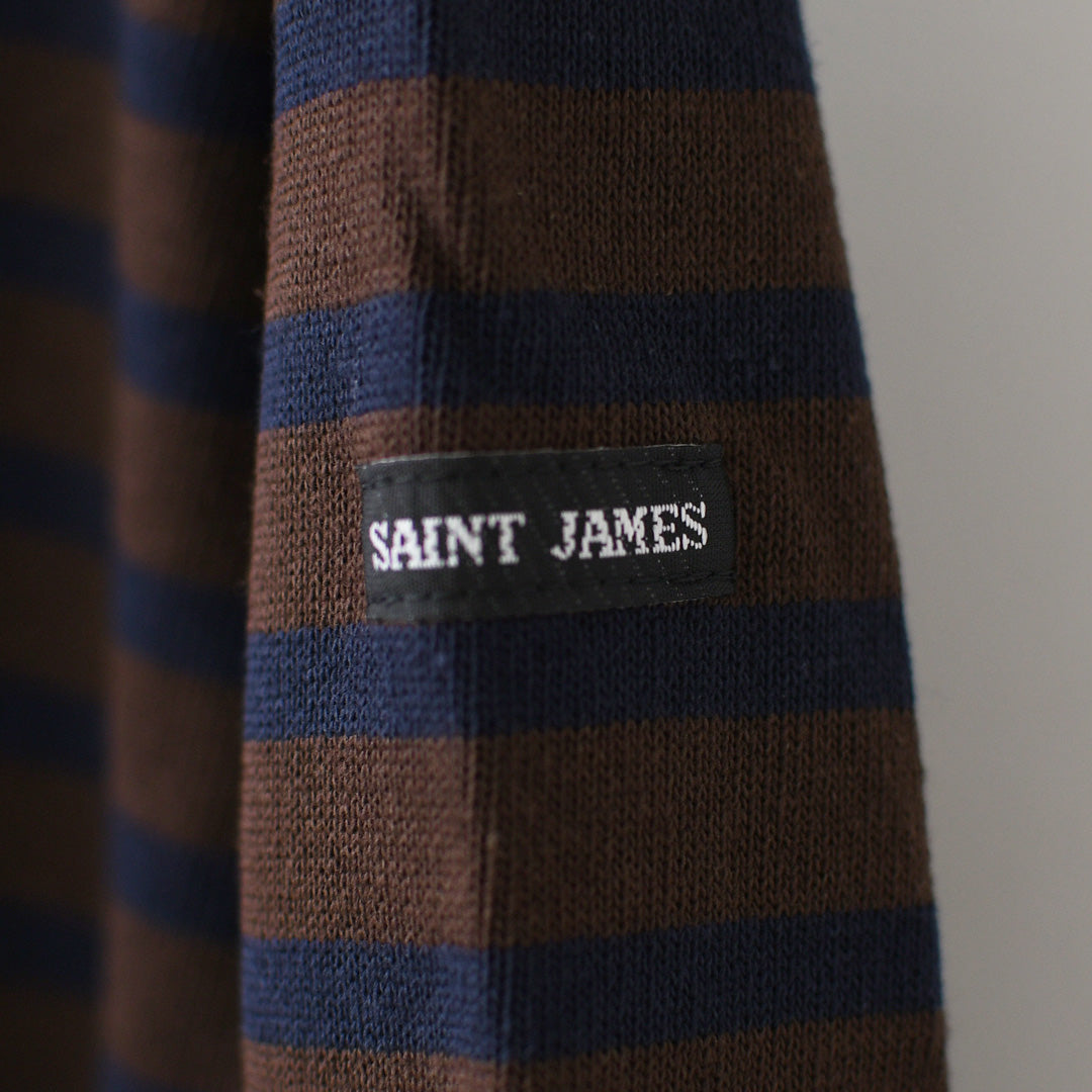 SAINT JAMES [セントジェームス 正規販売店] 20JC OUESS LOOSE BORDER - CHOCO/NAVY [20jclb-cho-nv] ウェッソンルーズ ボーダー・カットソー・長袖・コットン・ボートネック・MEN'S / LADY'S [2026AW]