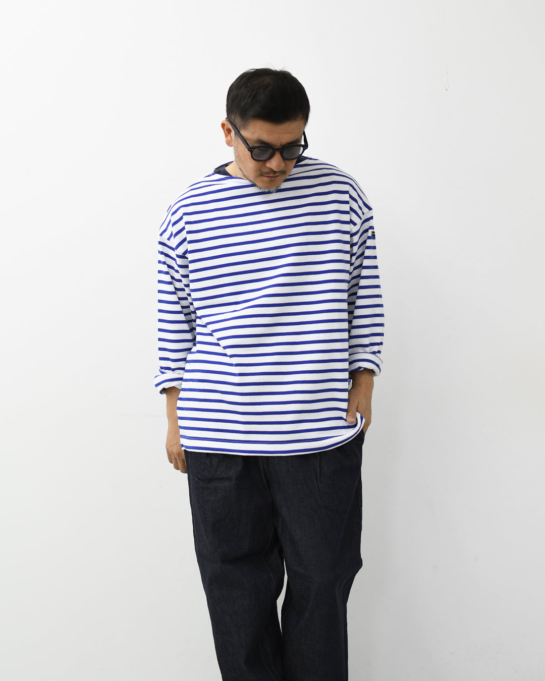 SAINT JAMES [20JC OUES LOOSE BORDER - NEIGE/GITANE] [20jclb-ne-git] ウエッソンルーズ ボーダー・白×コバルトブルー [2026SS]