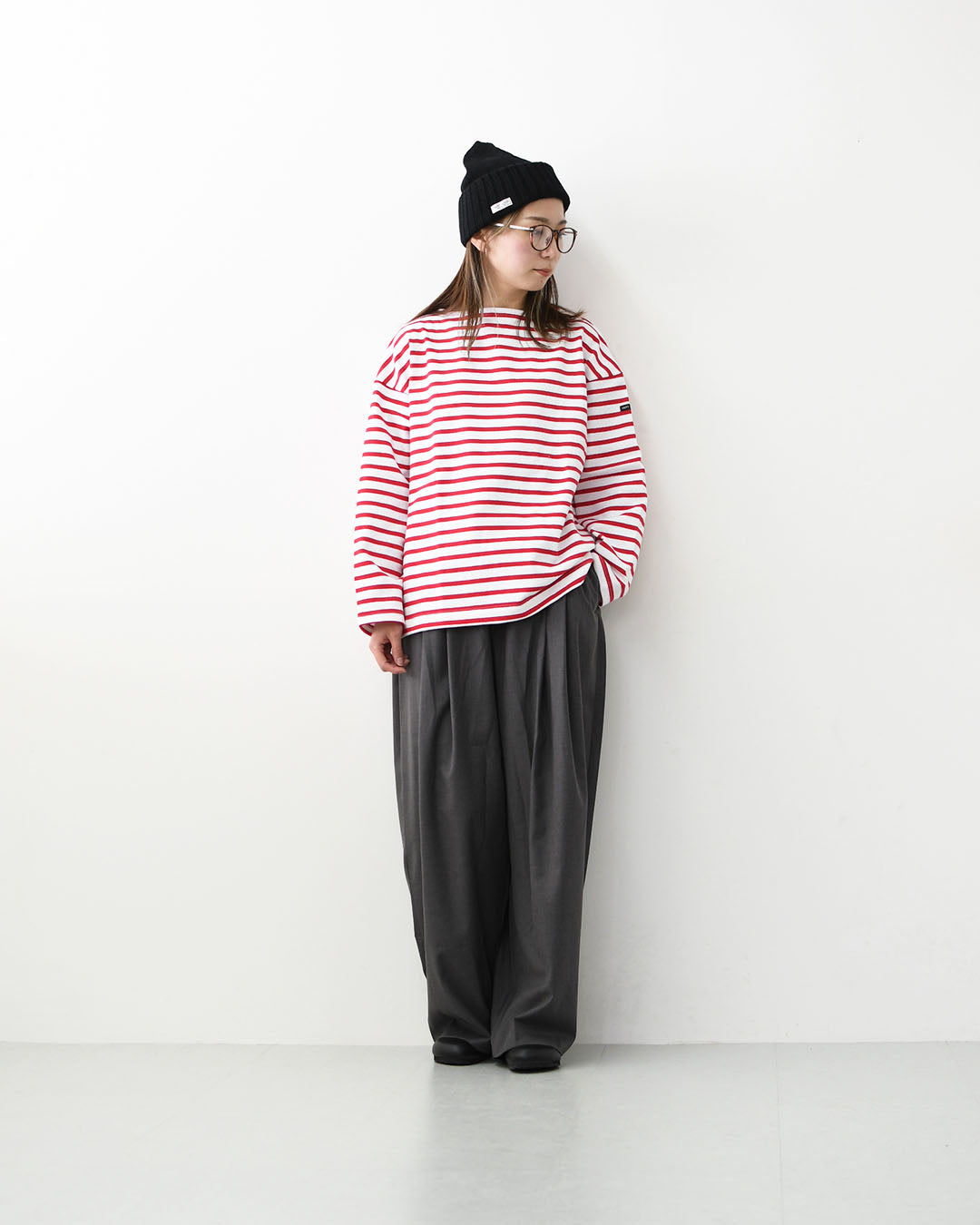 SAINT JAMES [20JC OUES LOOSE BORDER - NEIGE/TULIPE] [20jclb-ne-tul] ウエッソンルーズ ボーダー・白×赤 [2026SS]