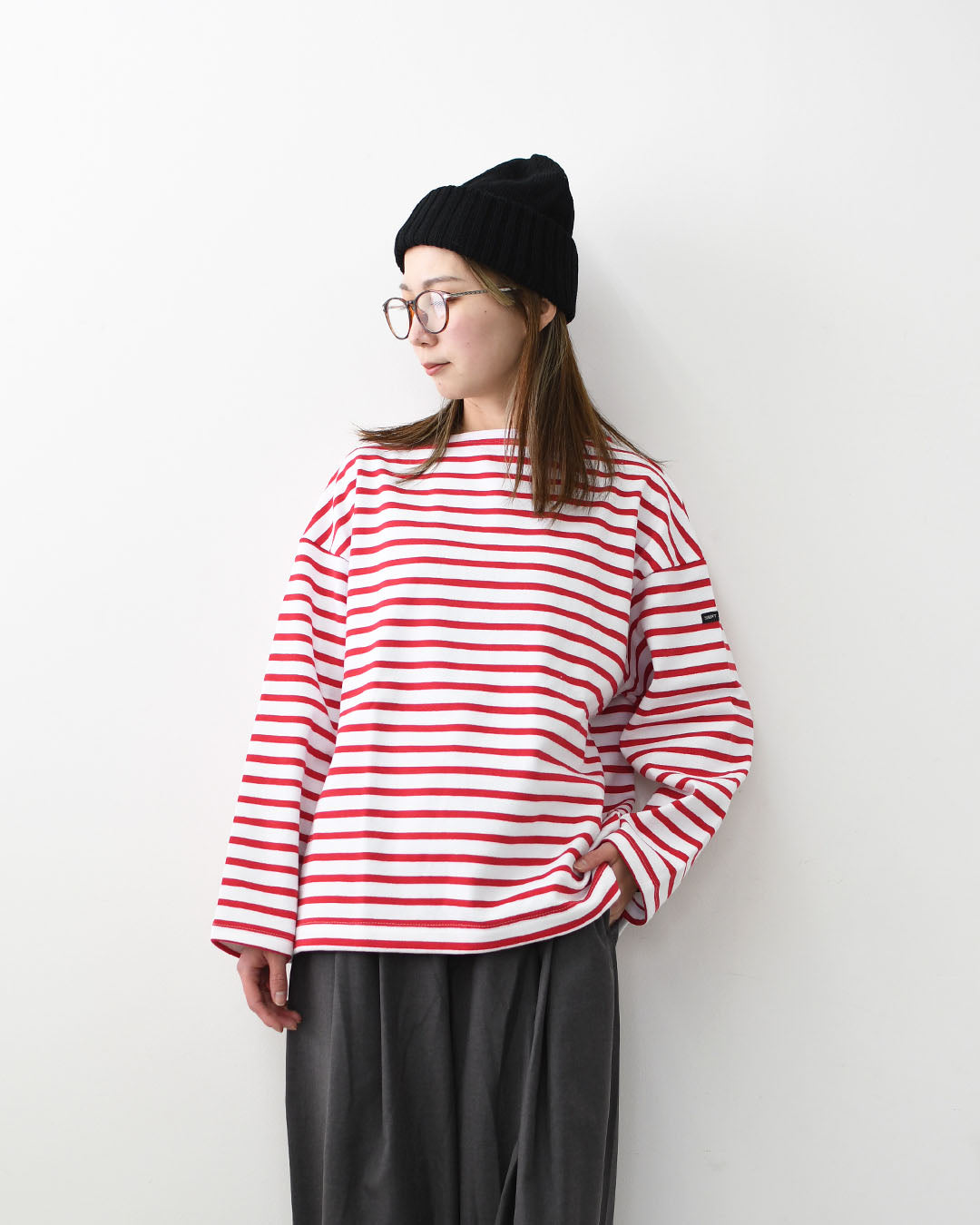 SAINT JAMES [20JC OUES LOOSE BORDER - NEIGE/TULIPE] [20jclb-ne-tul] ウエッソンルーズ ボーダー・白×赤 [2026SS]