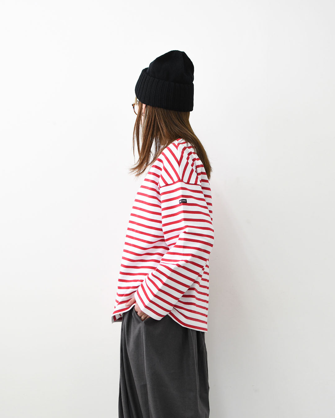 SAINT JAMES [20JC OUES LOOSE BORDER - NEIGE/TULIPE] [20jclb-ne-tul] ウエッソンルーズ ボーダー・白×赤 [2026SS]