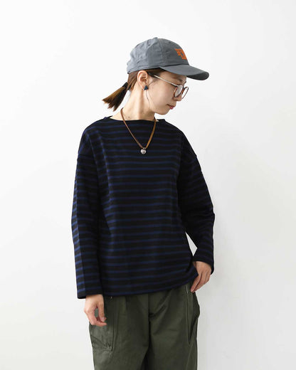 SAINT JAMES [セントジェームス 正規販売店] 20JC OUESS LOOSE BORDER - NOIR/NAVY [20jclb-noi-nv] ウェッソンルーズ ボーダー・黒・紺・カットソー・長袖・コットン・ボートネック・MEN'S / LADY'S [2026AW]