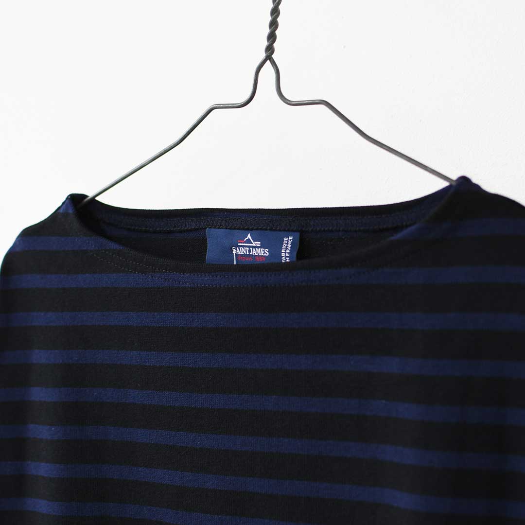 SAINT JAMES [セントジェームス 正規販売店] 20JC OUESS LOOSE BORDER - NOIR/NAVY [20jclb-noi-nv] ウェッソンルーズ ボーダー・黒・紺・カットソー・長袖・コットン・ボートネック・MEN'S / LADY'S [2026AW]