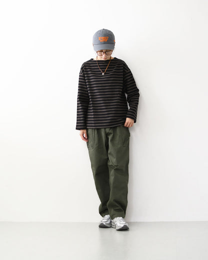 SAINT JAMES [セントジェームス 正規販売店] 20JC OUESS LOOSE BORDER - NOIR/TAUPE [20jclb-noi-ta] ウェッソンルーズ ボーダー・カットソー・長袖・コットン・ボートネック・MEN'S / LADY'S [2026AW]