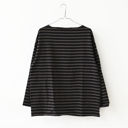 SAINT JAMES [セントジェームス 正規販売店] 20JC OUESS LOOSE BORDER - NOIR/TAUPE [20jclb-noi-ta] ウェッソンルーズ ボーダー・カットソー・長袖・コットン・ボートネック・MEN'S / LADY'S [2026AW]