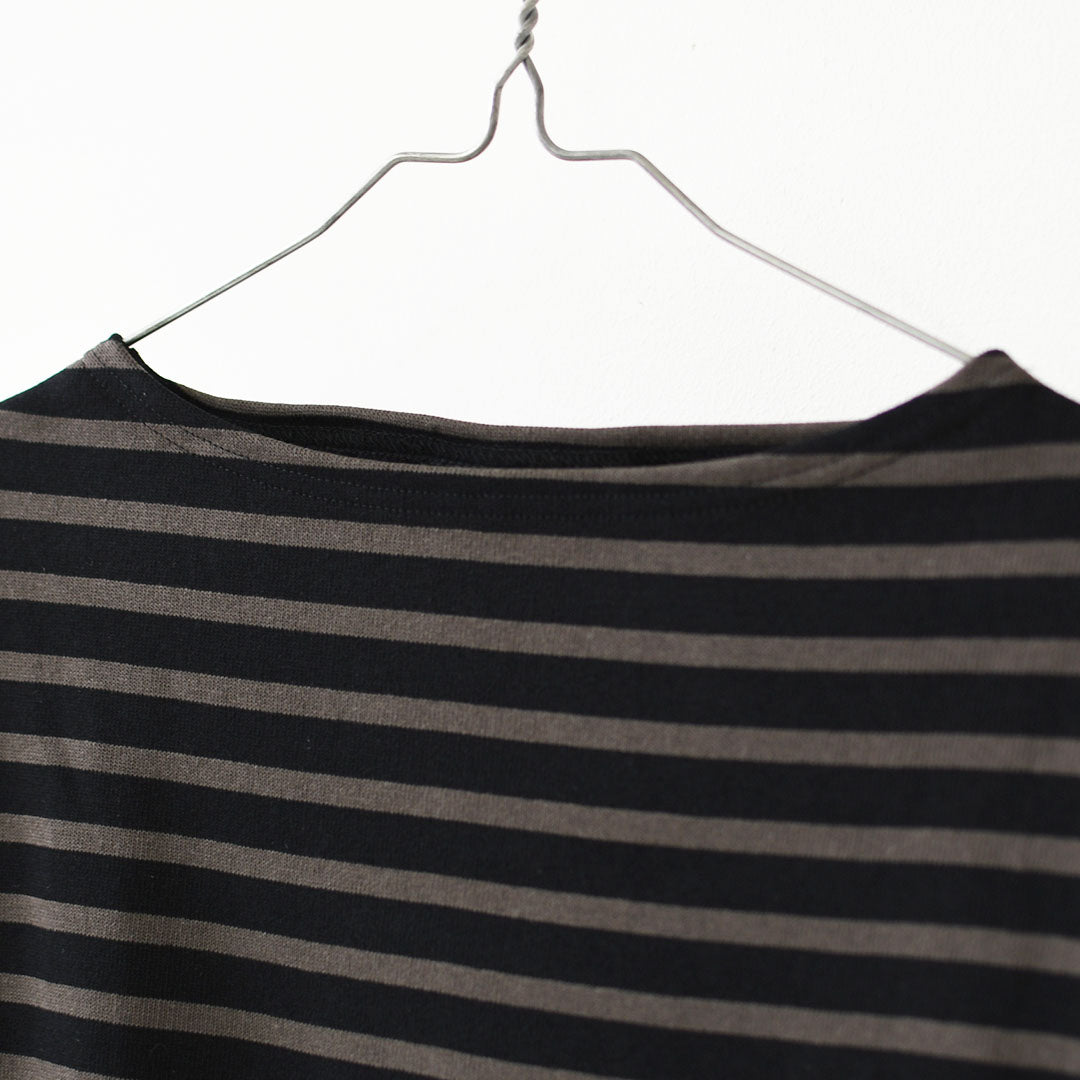 SAINT JAMES [セントジェームス 正規販売店] 20JC OUESS LOOSE BORDER - NOIR/TAUPE [20jclb-noi-ta] ウェッソンルーズ ボーダー・カットソー・長袖・コットン・ボートネック・MEN'S / LADY'S [2026AW]