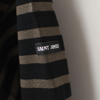 SAINT JAMES [セントジェームス 正規販売店] 20JC OUESS LOOSE BORDER - NOIR/TAUPE [20jclb-noi-ta] ウェッソンルーズ ボーダー・カットソー・長袖・コットン・ボートネック・MEN'S / LADY'S [2026AW]