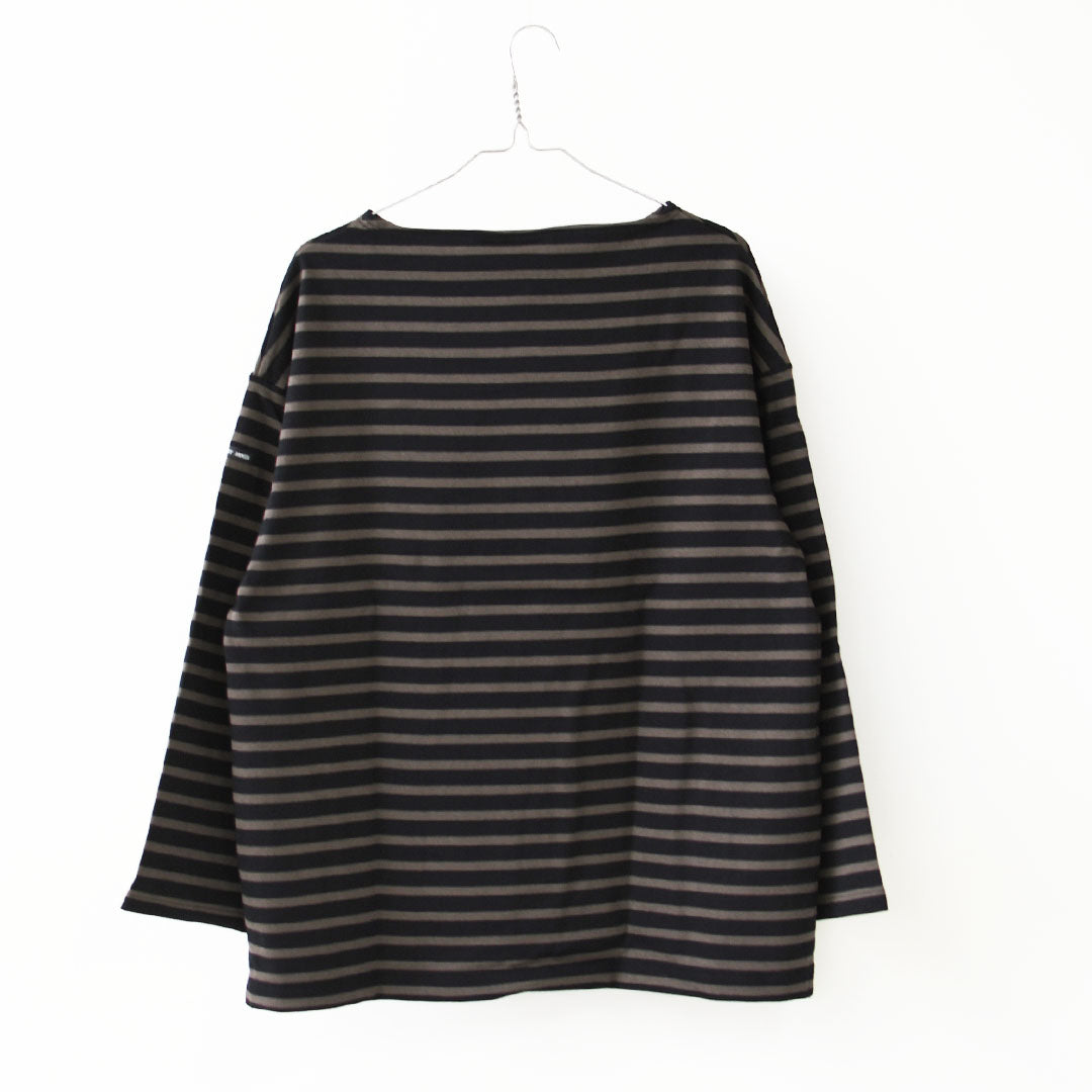 SAINT JAMES [セントジェームス 正規販売店] 20JC OUESS LOOSE BORDER - NOIR/TAUPE [20jclb-noi-ta] ウェッソンルーズ ボーダー・カットソー・長袖・コットン・ボートネック・MEN'S / LADY'S [2026AW]