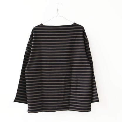 SAINT JAMES [セントジェームス 正規販売店] 20JC OUESS LOOSE BORDER - NOIR/TAUPE [20jclb-noi-ta] ウェッソンルーズ ボーダー・カットソー・長袖・コットン・ボートネック・MEN'S / LADY'S [2026AW]