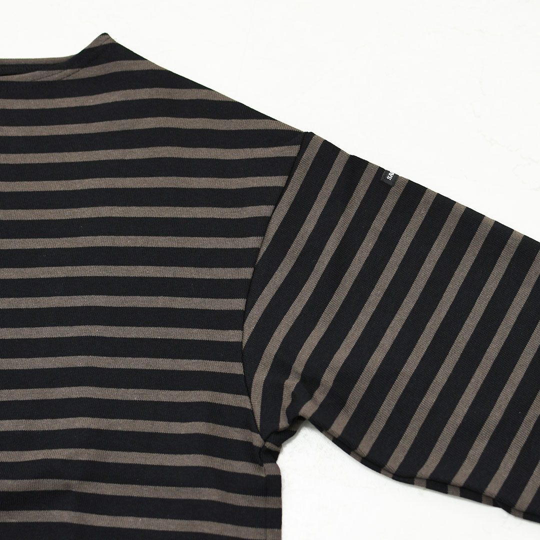 SAINT JAMES [セントジェームス 正規販売店] 20JC OUESS LOOSE BORDER - NOIR/TAUPE [20jclb-noi-ta] ウェッソンルーズ ボーダー・カットソー・長袖・コットン・ボートネック・MEN'S / LADY'S [2026AW]