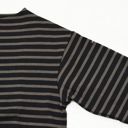 SAINT JAMES [セントジェームス 正規販売店] 20JC OUESS LOOSE BORDER - NOIR/TAUPE [20jclb-noi-ta] ウェッソンルーズ ボーダー・カットソー・長袖・コットン・ボートネック・MEN'S / LADY'S [2026AW]