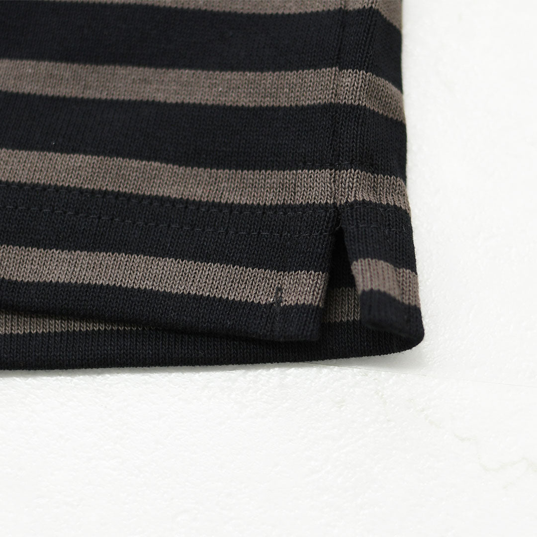 SAINT JAMES [セントジェームス 正規販売店] 20JC OUESS LOOSE BORDER - NOIR/TAUPE [20jclb-noi-ta] ウェッソンルーズ ボーダー・カットソー・長袖・コットン・ボートネック・MEN'S / LADY'S [2026AW]