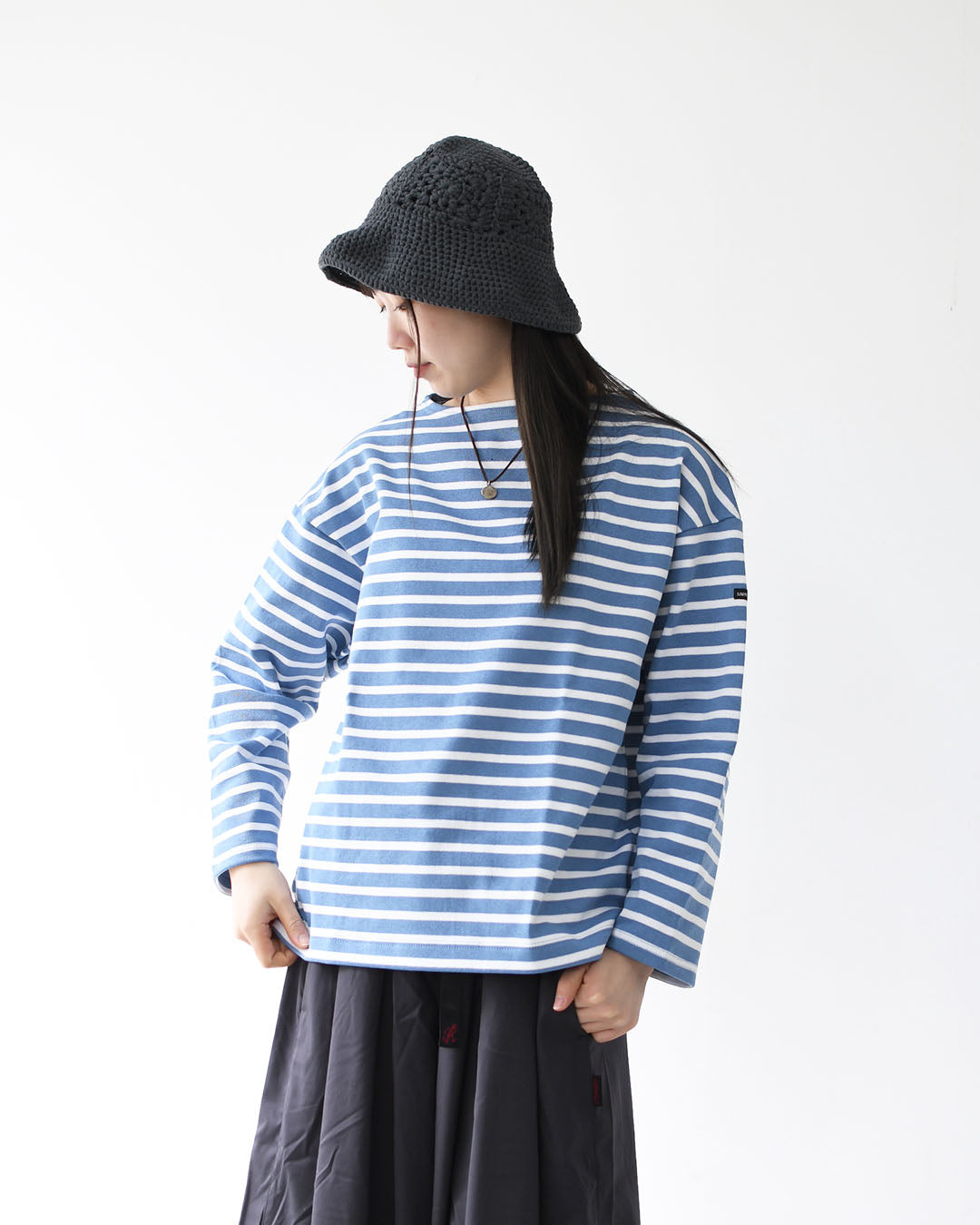 SAINT JAMES [20JC OUES LOOSE BORDER - NUAGE/NEIGE] [20jclb-nua-ne] セントジェームス 正規販売店・ウエッソンルーズ ボーダー・ニュアジュブルー/白 [2026SS]