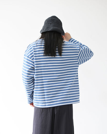 SAINT JAMES [20JC OUES LOOSE BORDER - NUAGE/NEIGE] [20jclb-nua-ne] セントジェームス 正規販売店・ウエッソンルーズ ボーダー・ニュアジュブルー/白 [2026SS]