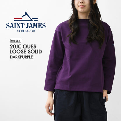 SAINT JAMES [セントジェームス 正規販売店] 20JC OUES LOOSE SOLID - DARKPURPLE [20jcls-dppl] ウェッソンルーズ ソリッド・無地・ダークパープル・カットソー・長袖・コットン・ボートネック・MEN'S / LADY'S [2026AW]