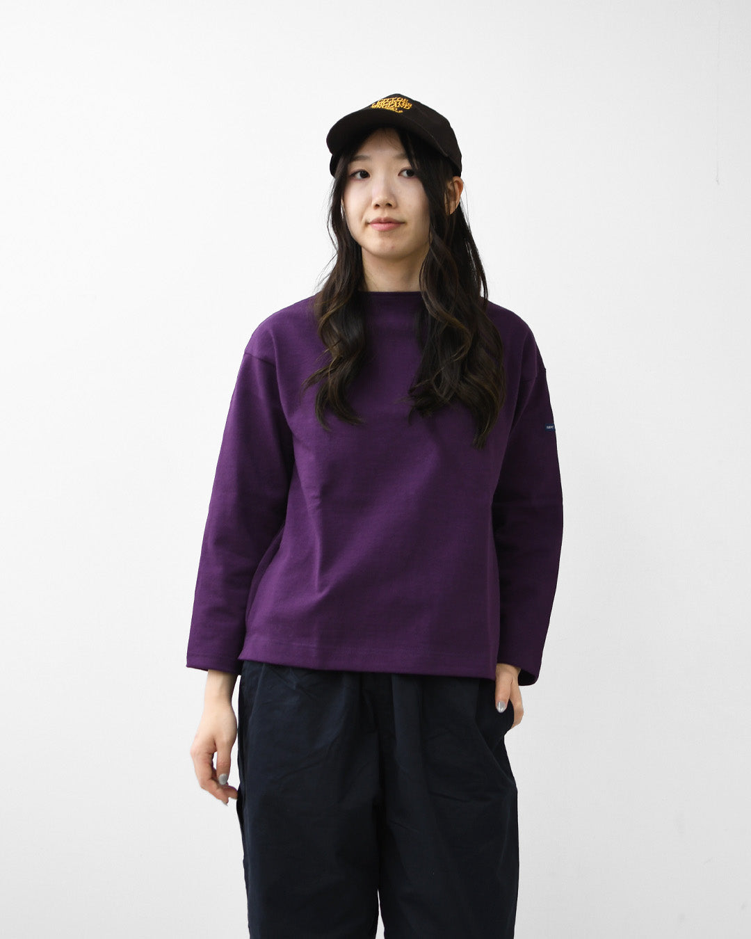 SAINT JAMES [セントジェームス 正規販売店] 20JC OUES LOOSE SOLID - DARKPURPLE [20jcls-dppl] ウェッソンルーズ ソリッド・無地・ダークパープル・カットソー・長袖・コットン・ボートネック・MEN'S / LADY'S [2026AW]