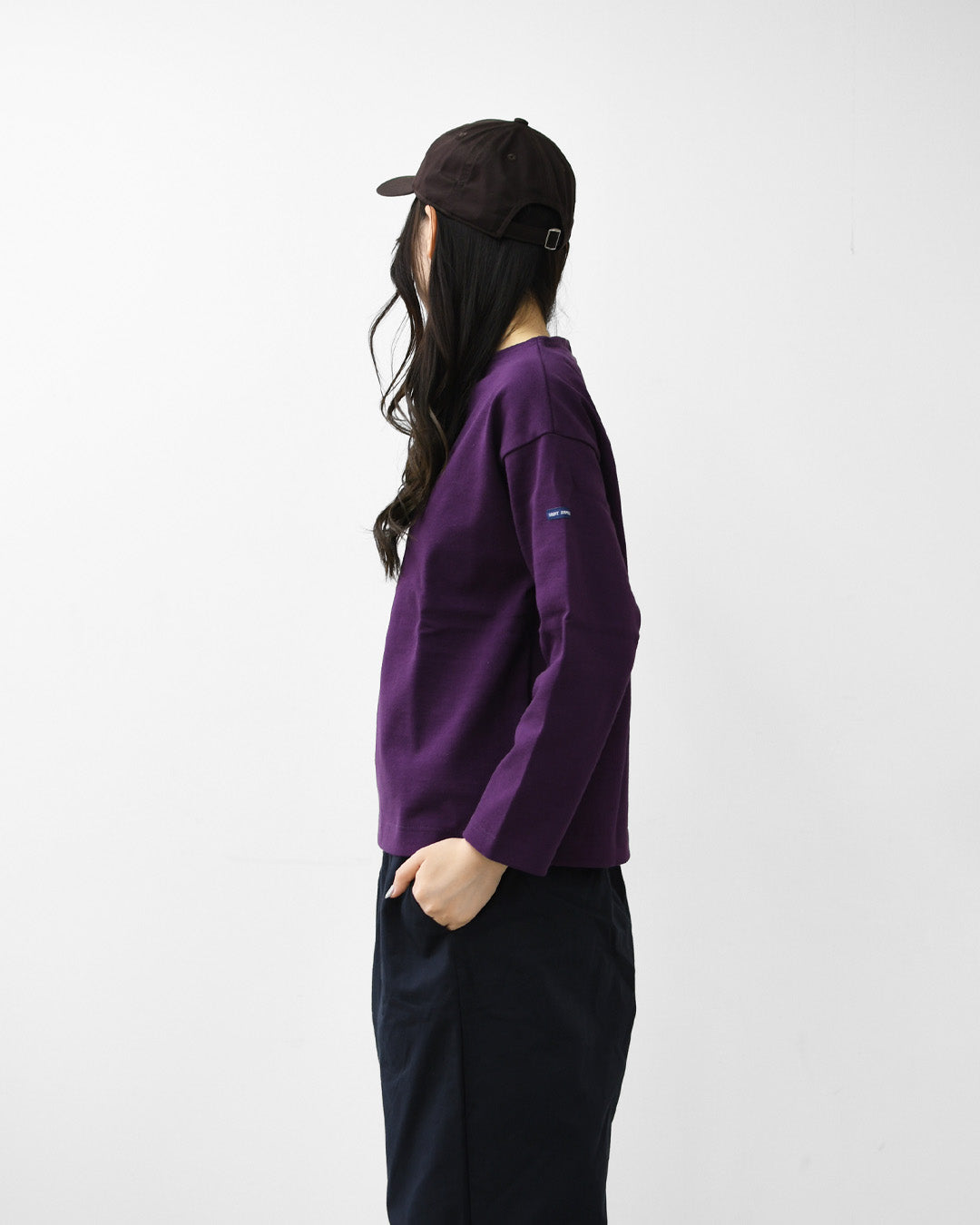 SAINT JAMES [セントジェームス 正規販売店] 20JC OUES LOOSE SOLID - DARKPURPLE [20jcls-dppl] ウェッソンルーズ ソリッド・無地・ダークパープル・カットソー・長袖・コットン・ボートネック・MEN'S / LADY'S [2026AW]