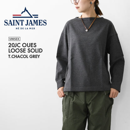 SAINT JAMES [セントジェームス 正規販売店] 20JC OUES LOOSE SOLID - T.CHACOL GREY [20jcls-tcgry] ウェッソンルーズ ソリッド・チャコールグレー・無地・カットソー・長袖・コットン・ボートネック・MEN'S / LADY'S [2026AW]