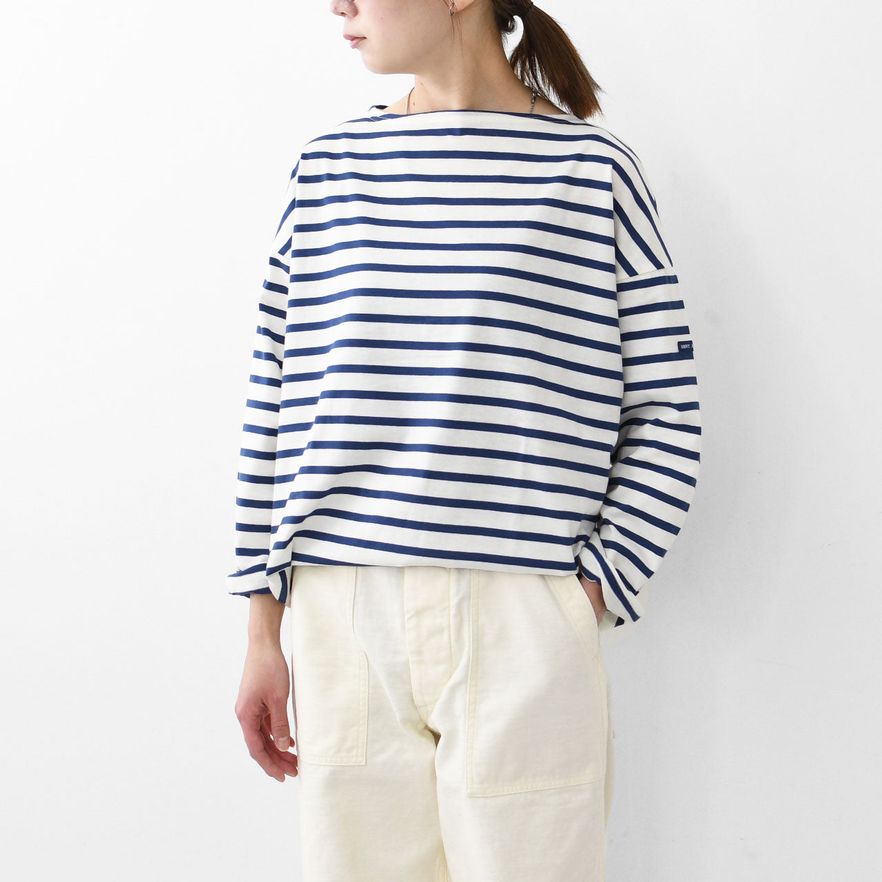 SAINT JAMES [セントジェームス 正規販売店] MORLAIX LOOSE II L/S SOLID [bo-24jcmorl] モーレドロップショルダー 24JC MORL.LOOSE [2025SS]