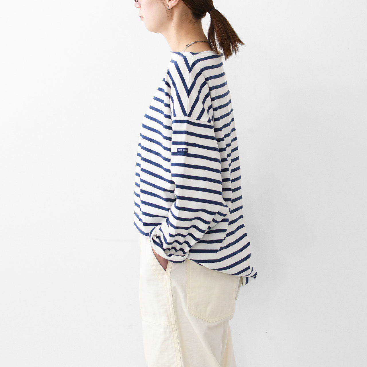 SAINT JAMES [セントジェームス 正規販売店] MORLAIX LOOSE II L/S SOLID [bo-24jcmorl] モーレドロップショルダー 24JC MORL.LOOSE [2025SS]