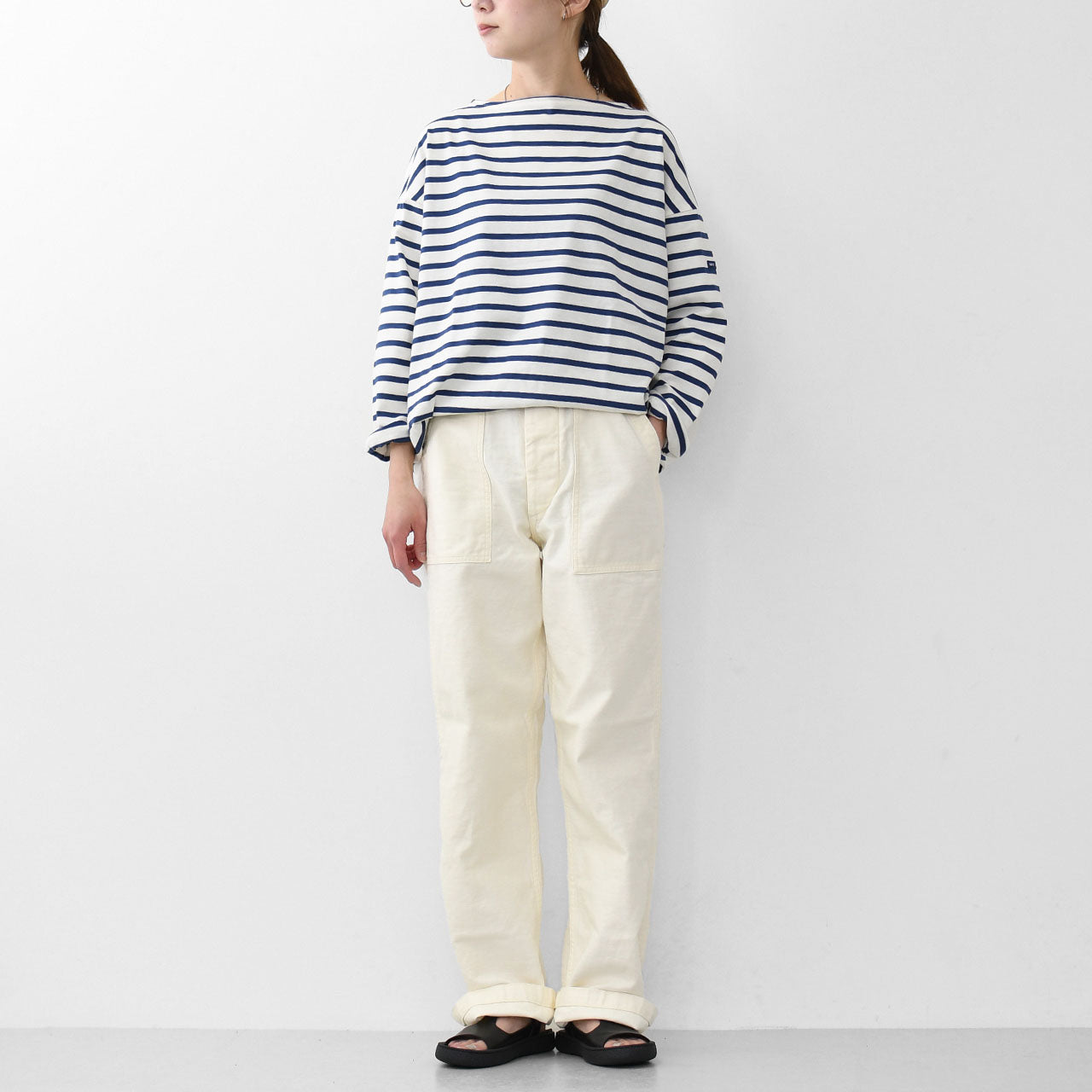 SAINT JAMES [セントジェームス 正規販売店] MORLAIX LOOSE II L/S SOLID [bo-24jcmorl] モーレドロップショルダー 24JC MORL.LOOSE [2025SS]