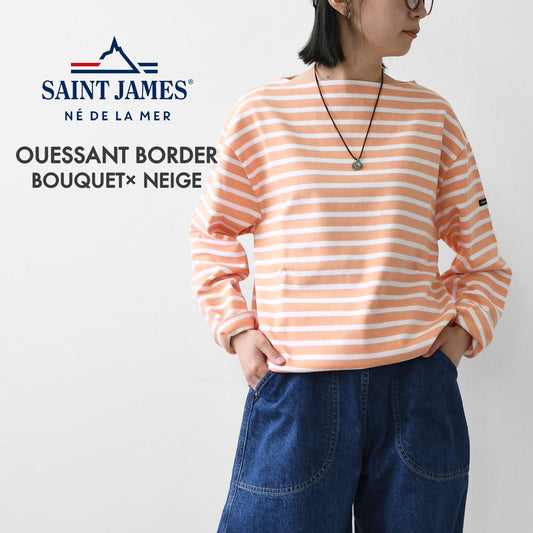 SAINT JAMES  [OUESSANT BORDER - BOUQUET× NEIGE] [bo-bou-nei] ウエッソン ボーダー・シャーベットオレンジ×白 [2024SS]