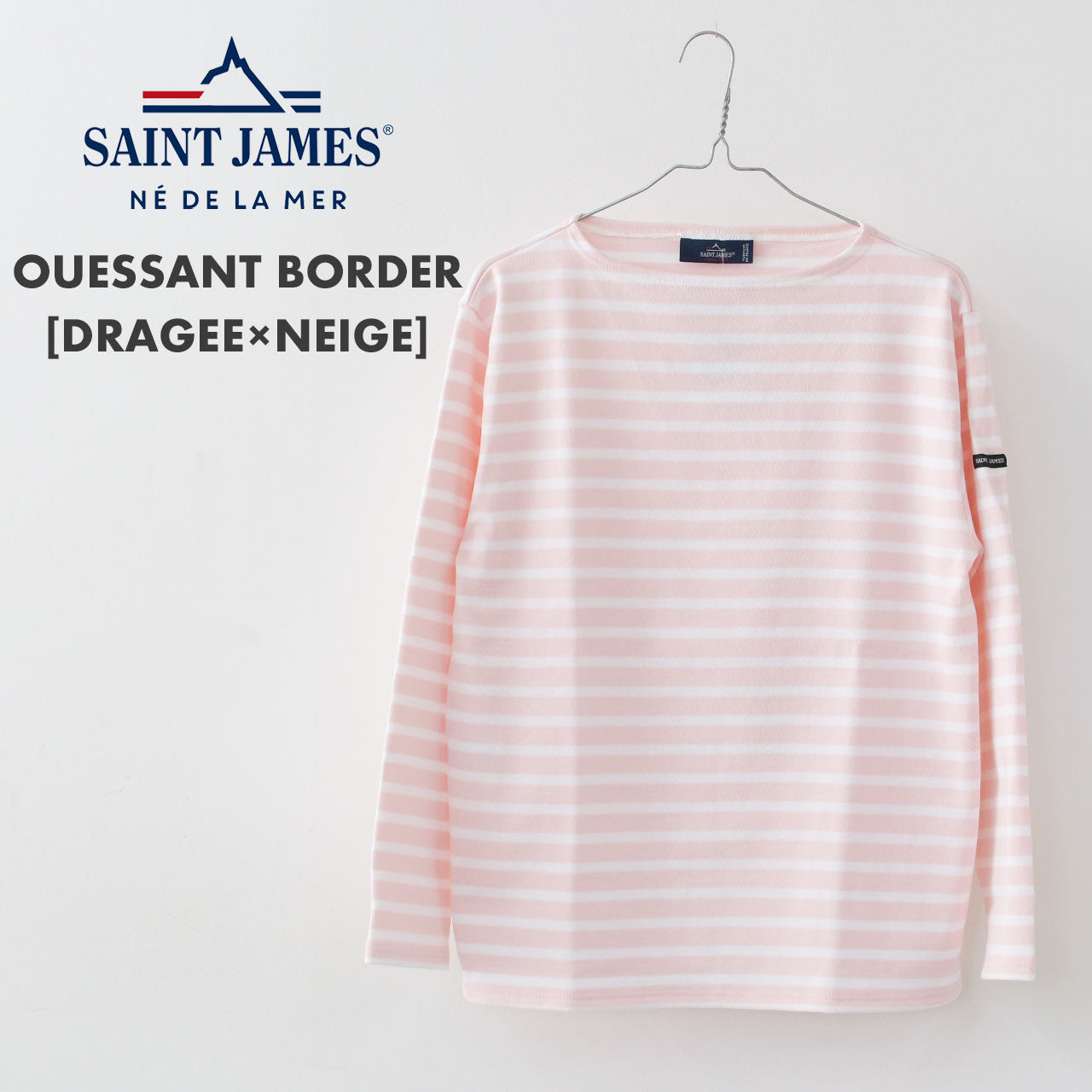 SAINT JAMES [OUESSANT BORDER - DRAGEE×NEIGE] OUESSANT BORDER [bo-dra-nei] ウエッソン ボーダー・ ライトピンク×白 [2025SS]