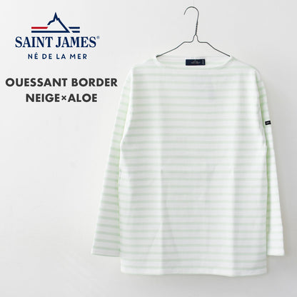 SAINT JAMES [OUESSANT BORDER NEIGE×ALOE] [bo-nei-aloe] セントジェームス 正規販売店・ウエッソン ボーダー・白×ｱｲｽｸﾞﾘｰﾝ [2025SS]