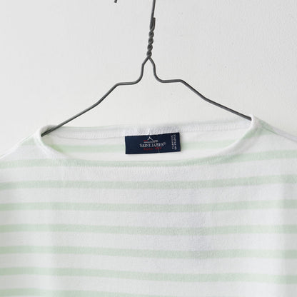 SAINT JAMES [OUESSANT BORDER NEIGE×ALOE] [bo-nei-aloe] セントジェームス 正規販売店・ウエッソン ボーダー・白×ｱｲｽｸﾞﾘｰﾝ [2025SS]