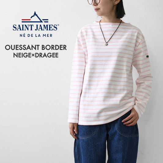 SAINT JAMES [OUESSANT BORDER - NEIGE×DRAGEE] [bo-nei-dra] ウエッソン ボーダー・ 白×ライトピンク [2026SS]