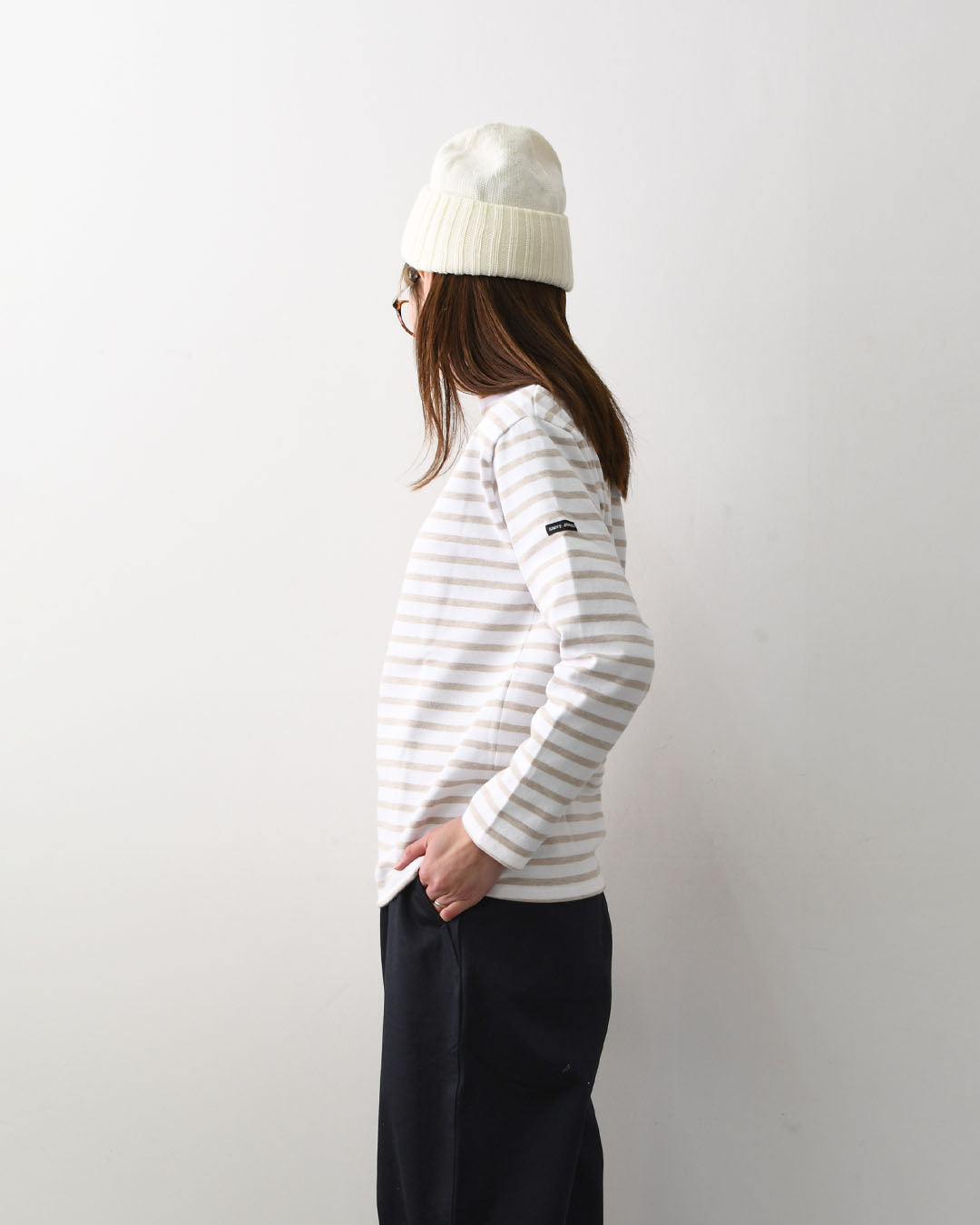 SAINT JAMES  [OUESSANT BORDER - NEIGE×NATUREL] [bo-nei-nat] ウエッソン ボーダー・白×ナチュラルベージュ [2026SS]