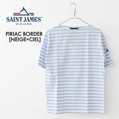 SAINT JAMES [PIRIAC BORDER - NEIGE×CIEL] [pb-nei-ciel] セントジェームス 正規販売店・ピリアック ボーダー・白×サックス・MEN'S / LADY'S [2026SS]