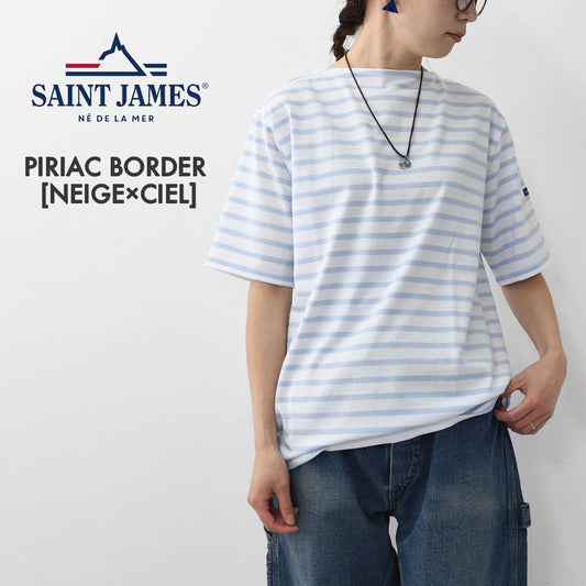 SAINT JAMES [PIRIAC BORDER - NEIGE×CIEL] [pb-nei-ciel] セントジェームス 正規販売店・ピリアック ボーダー・白×サックス・MEN'S / LADY'S [2026SS]