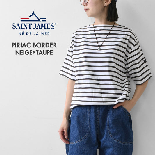SAINT JAMES [PIRIAC BORDER - NEIGE×TAUPE] [pb-nei-tau] ピリアック ボーダー・白×グレープブラウン [2025SS]