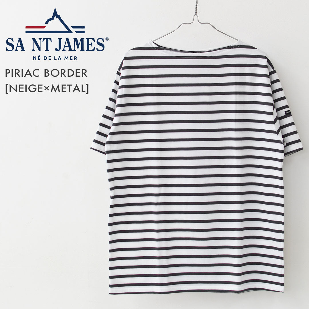 SAINT JAMES [PIRIAC BORDER - NEIGE×METAL] [pb-nei-met] セントジェームス 正規販売店・ピリアック ボーダー・白×メタルグレー・MEN'S / LADY'S [2026SS]