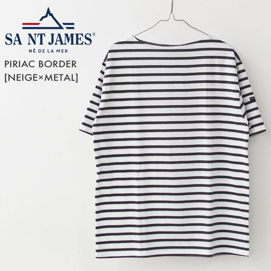 SAINT JAMES [PIRIAC BORDER - NEIGE×METAL] [pb-nei-met] セントジェームス 正規販売店・ピリアック ボーダー・白×メタルグレー・MEN'S / LADY'S [2026SS]