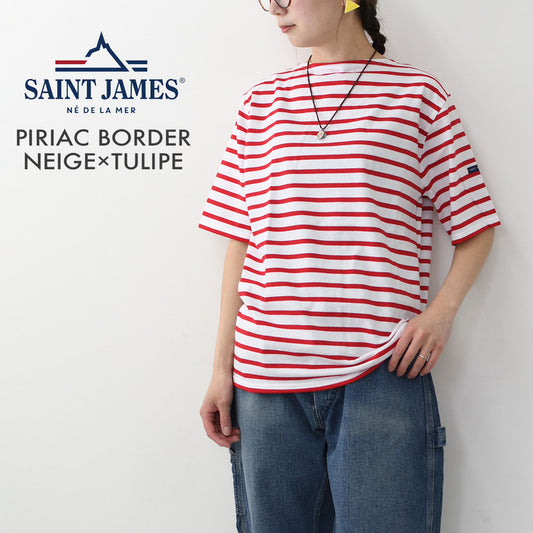 SAINT JAMES [PIRIAC BORDER - NEIGE×TULIPE] [pb-nei-tul] セントジェームス 正規販売店・ピリアック ボーダー・白×赤・MEN'S / LADY'S [2026SS]