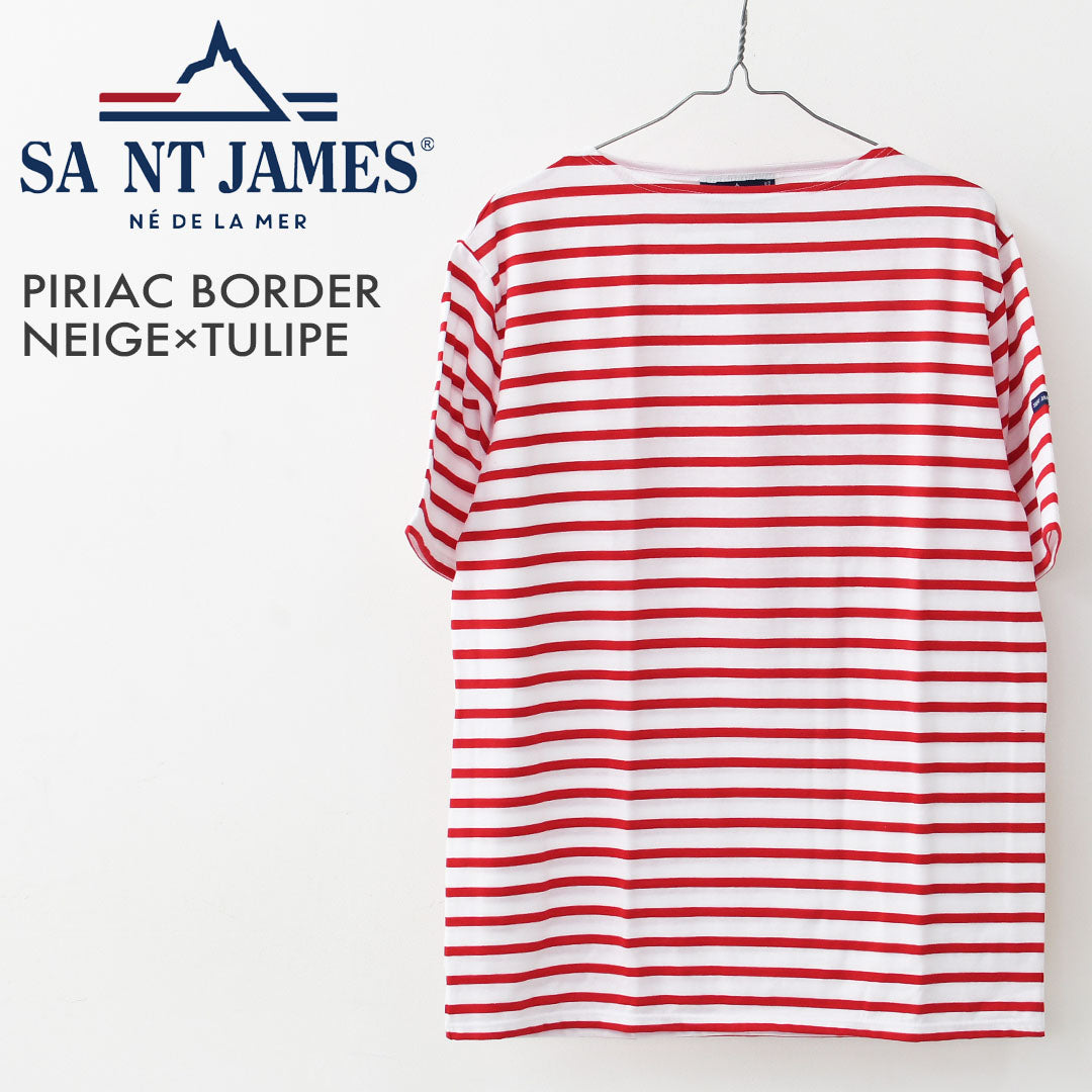 SAINT JAMES [PIRIAC BORDER - NEIGE×TULIPE] [pb-nei-tul] セントジェームス 正規販売店・ピリアック ボーダー・白×赤・MEN'S / LADY'S [2026SS]