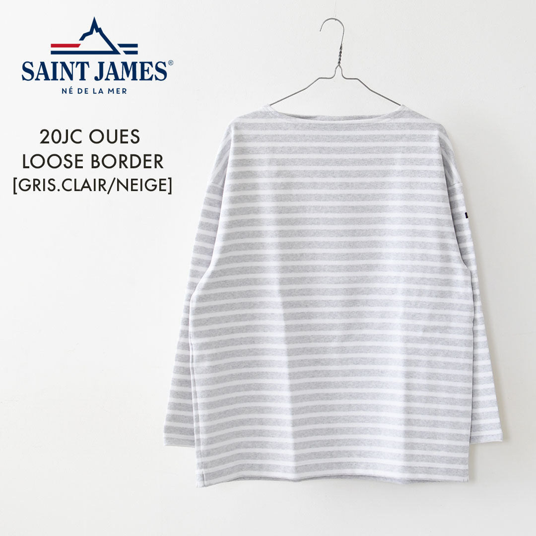 SAINT JAMES [20JC OUES LOOSE BORDER - GRIS.CLAIR/NEIGE ] [20jclb-gcl-ne] セントジェームス 正規販売店・ウエッソンルーズ ボーダー・霜降りペールグレー/白 [2026SS]