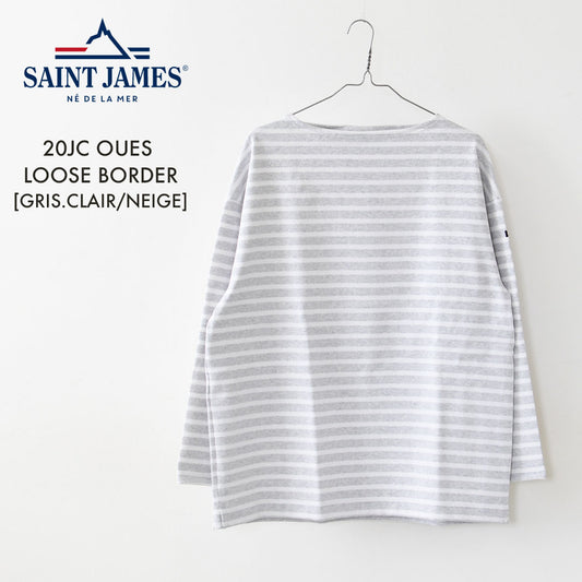 SAINT JAMES [20JC OUES LOOSE BORDER - GRIS.CLAIR/NEIGE ] [20jclb-gcl-ne] セントジェームス 正規販売店・ウエッソンルーズ ボーダー・霜降りペールグレー/白 [2026SS]