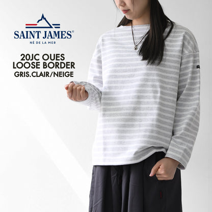 SAINT JAMES [20JC OUES LOOSE BORDER - GRIS.CLAIR/NEIGE ] [20jclb-gcl-ne] セントジェームス 正規販売店・ウエッソンルーズ ボーダー・霜降りペールグレー/白 [2026SS]