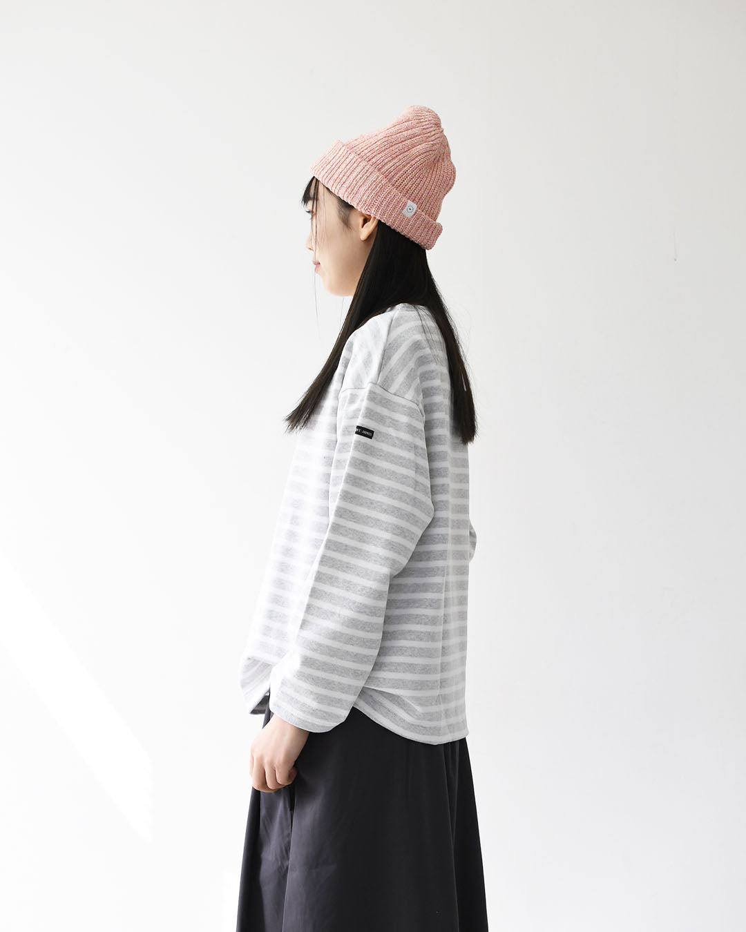 SAINT JAMES [20JC OUES LOOSE BORDER - GRIS.CLAIR/NEIGE ] [20jclb-gcl-ne] セントジェームス 正規販売店・ウエッソンルーズ ボーダー・霜降りペールグレー/白 [2026SS]